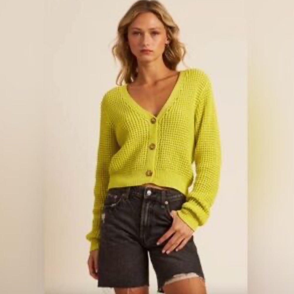 John + Jenn lime green cardigan Size S